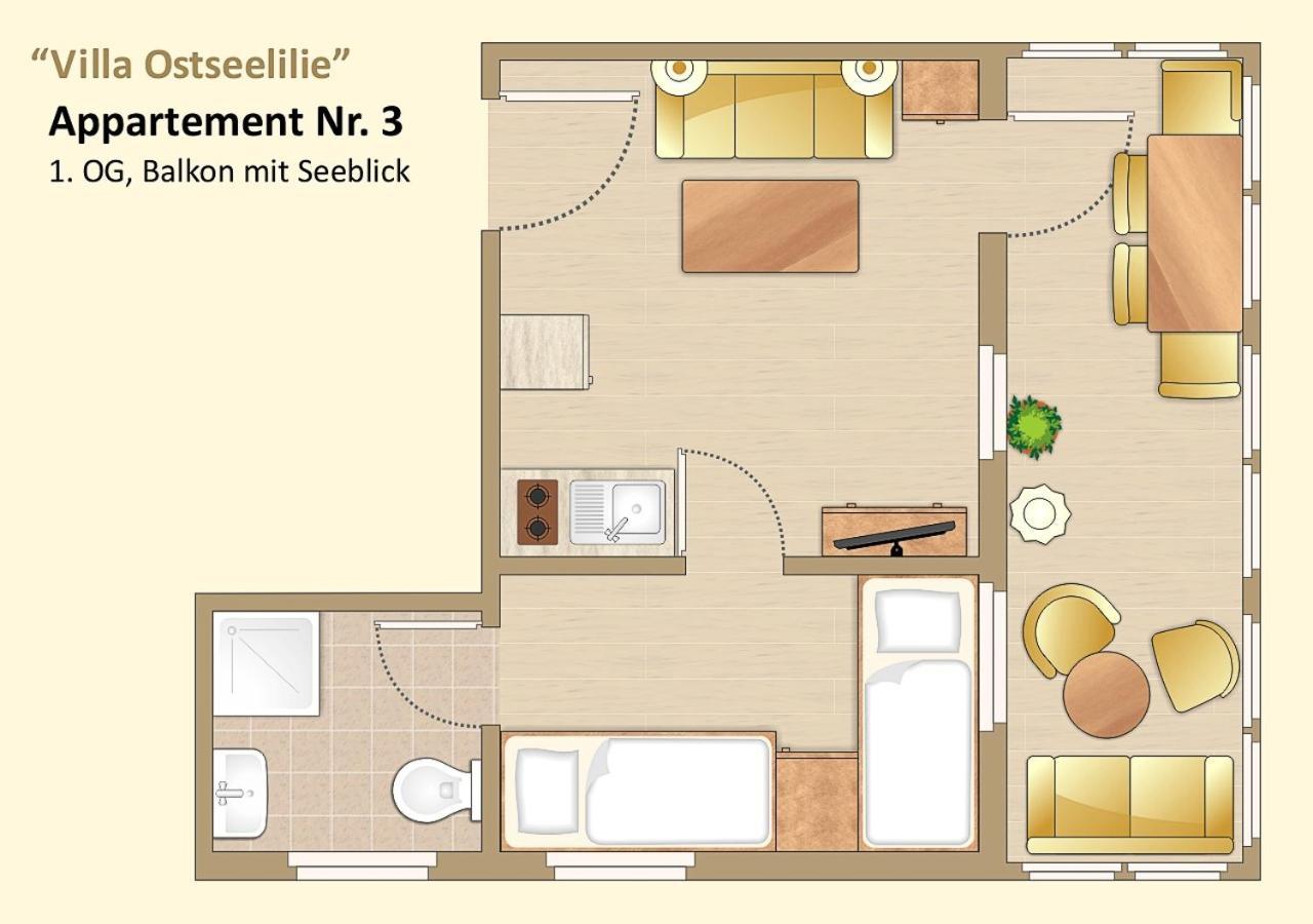 Villa Ostseelilie - Appartements Mit Balkon Und Meerblick Sassnitz Szoba fotó