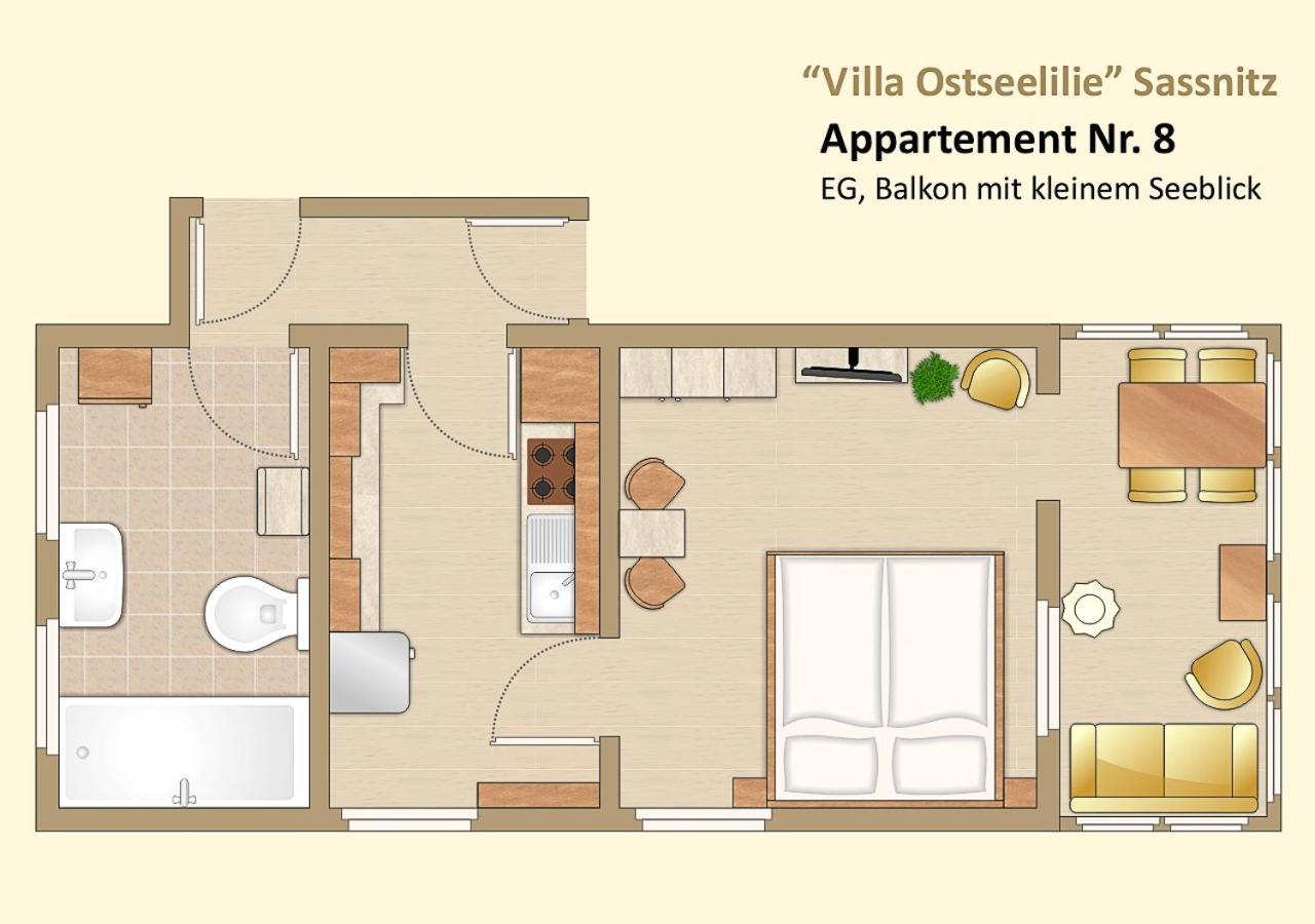 Villa Ostseelilie - Appartements Mit Balkon Und Meerblick Sassnitz Szoba fotó
