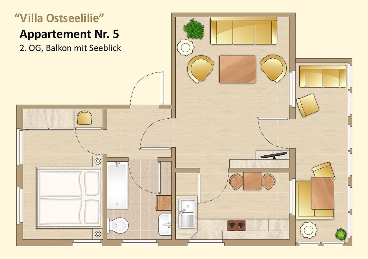 Villa Ostseelilie - Appartements Mit Balkon Und Meerblick Sassnitz Szoba fotó